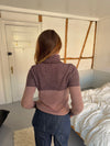 Swela knitted sweater with turtleneck – Dark brown/pink