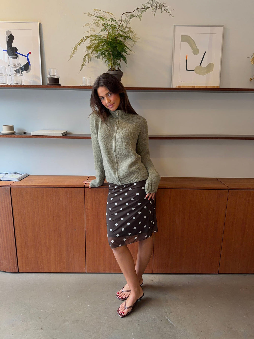 Kami zip up knit sweater – Green