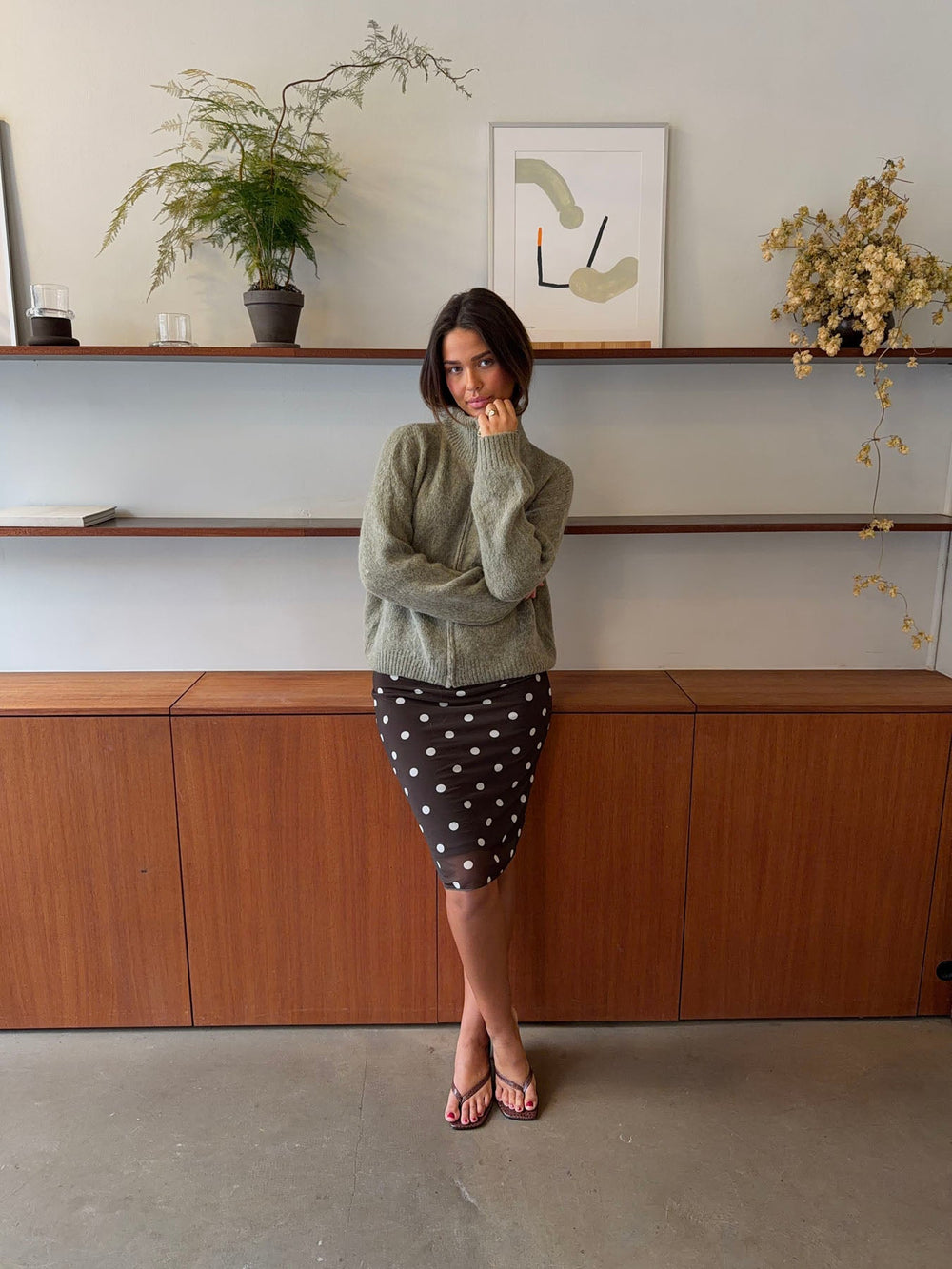 Kami zip up knit sweater – Green