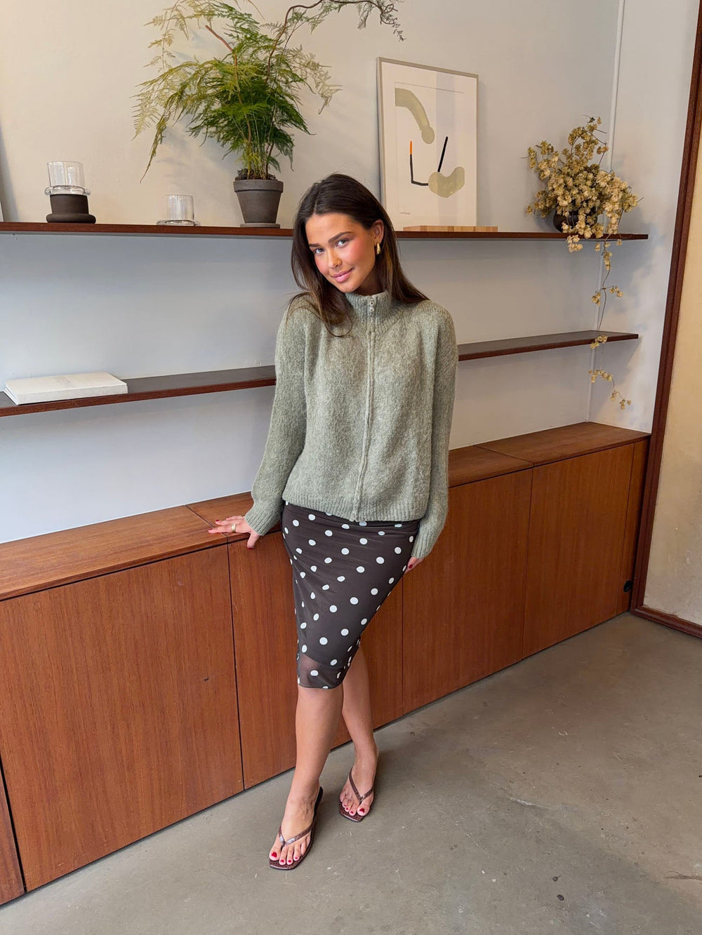 Kami zip up knit sweater – Green