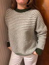 Selora knit with stripes - Green/white
