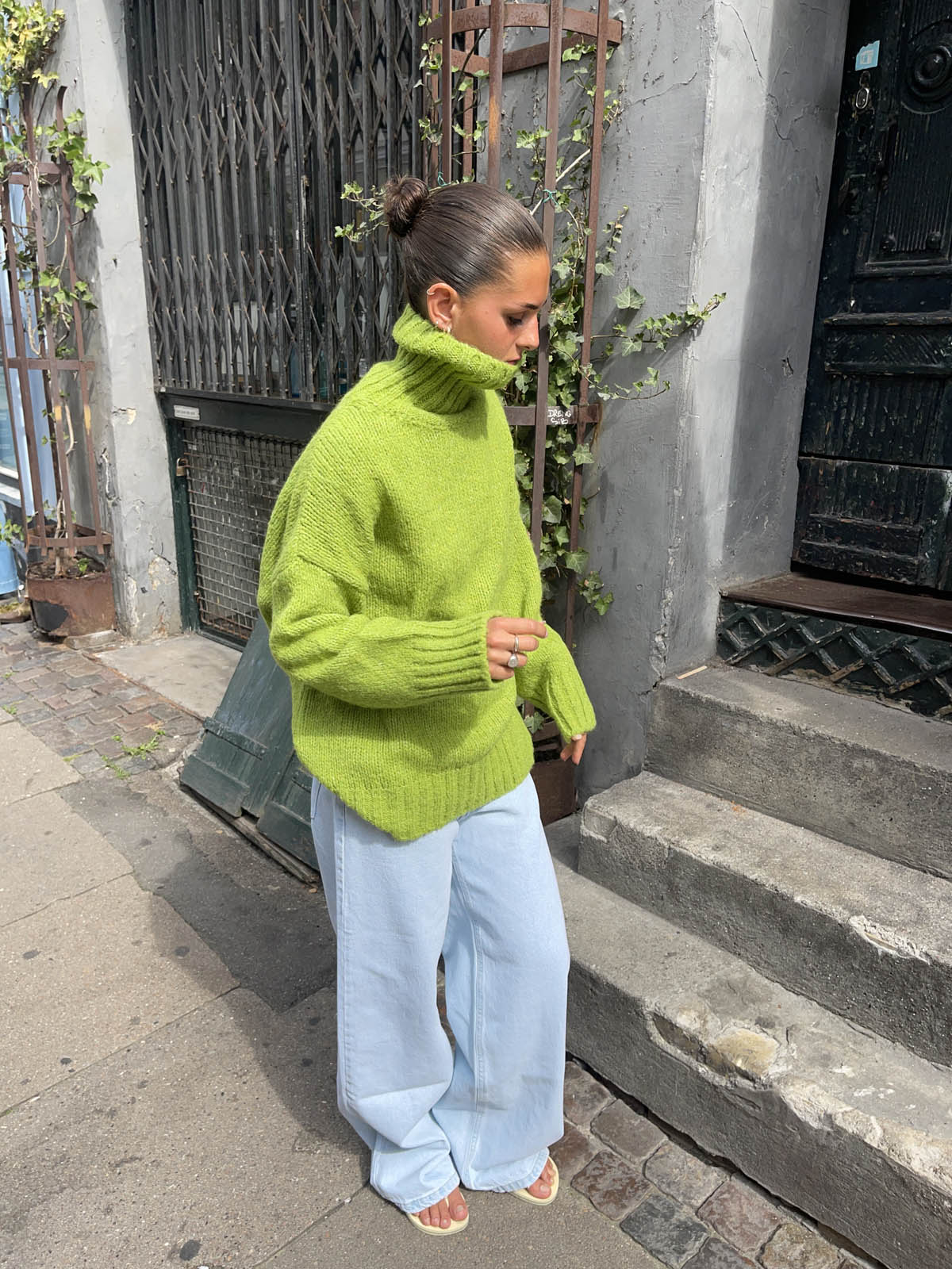 Valdamara oversized turtleneck – Lime Green – Designbysi.se