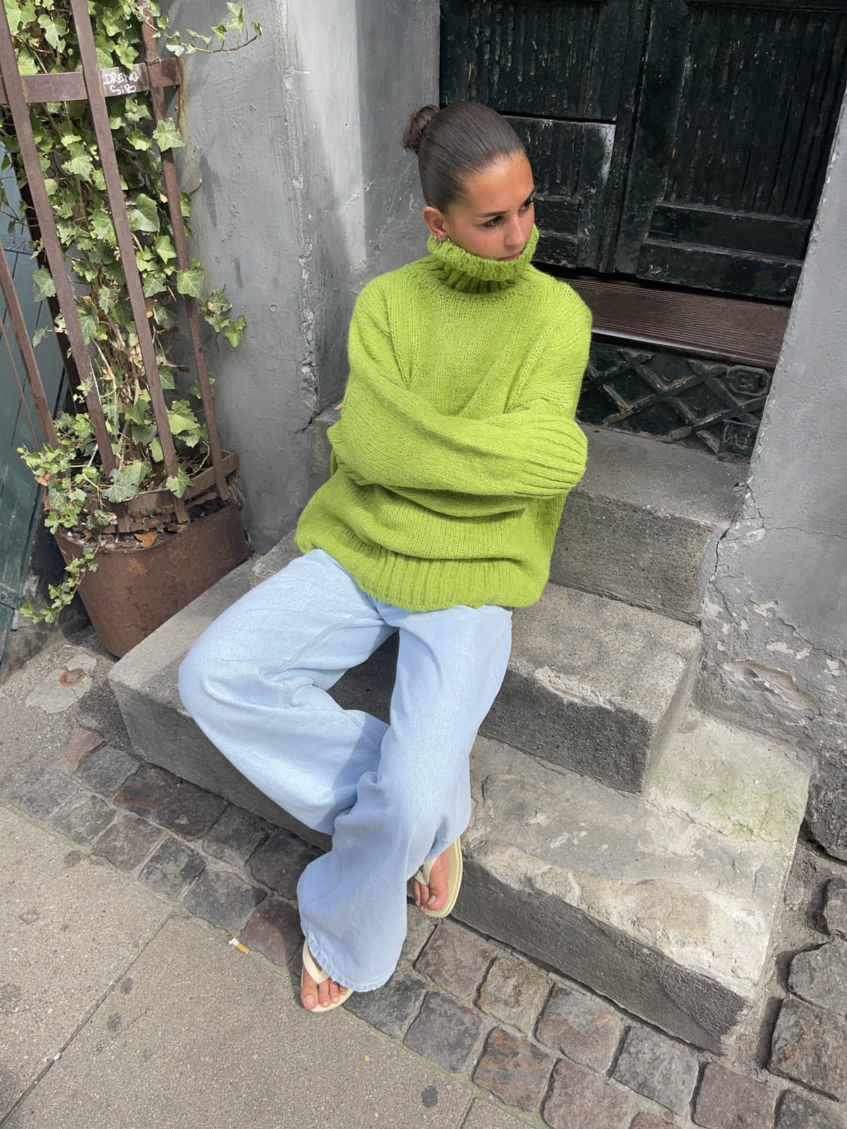 Valdamara oversized turtleneck – Lime Green – Designbysi.se