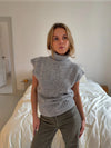 Nivena strikvest with turtleneck - Light grey