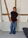 Kahula knitted vest with t-shirt - Brown/white