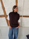 Kahula knitted vest with t-shirt - Brown/white