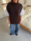 Kahula knitted vest with t-shirt - Brown/white
