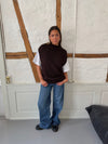 Kahula knitted vest with t-shirt - Brown/white