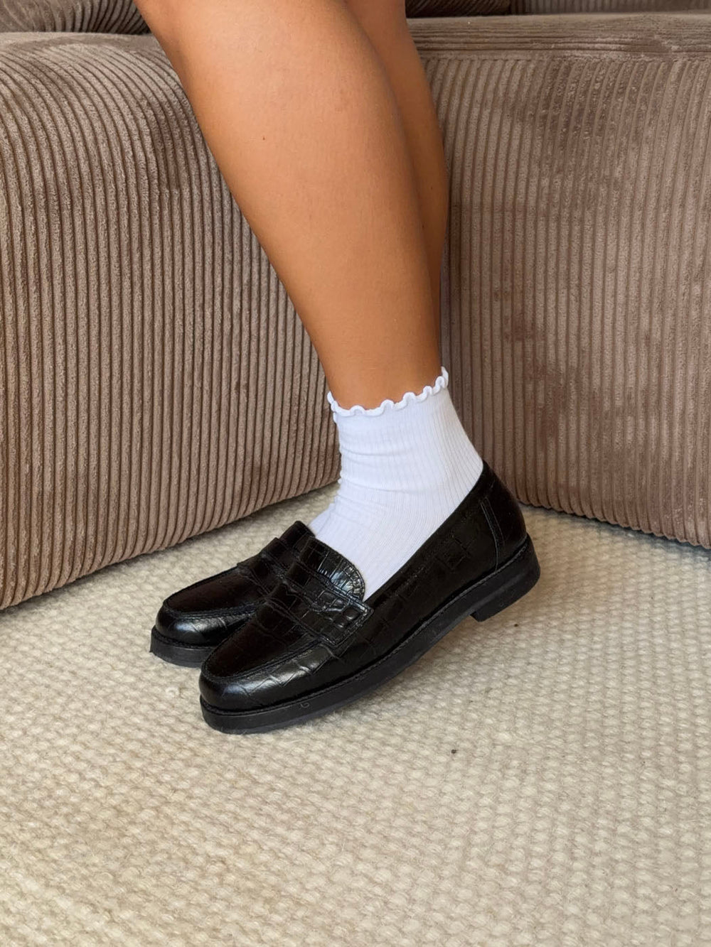 Socks with scalloped edge - White