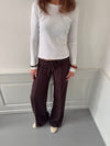 Nula suit pants with tie belt - Dark brown