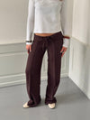Nula suit pants with tie belt - Dark brown