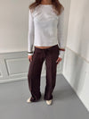 Nula suit pants with tie belt - Dark brown