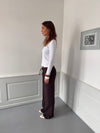 Nula suit pants with tie belt - Dark brown