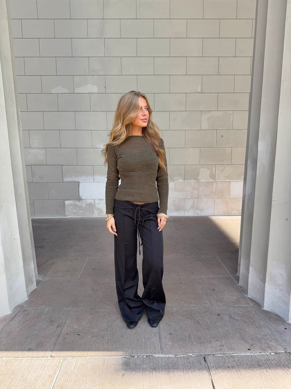 Nula suit pants with tie belt - Black