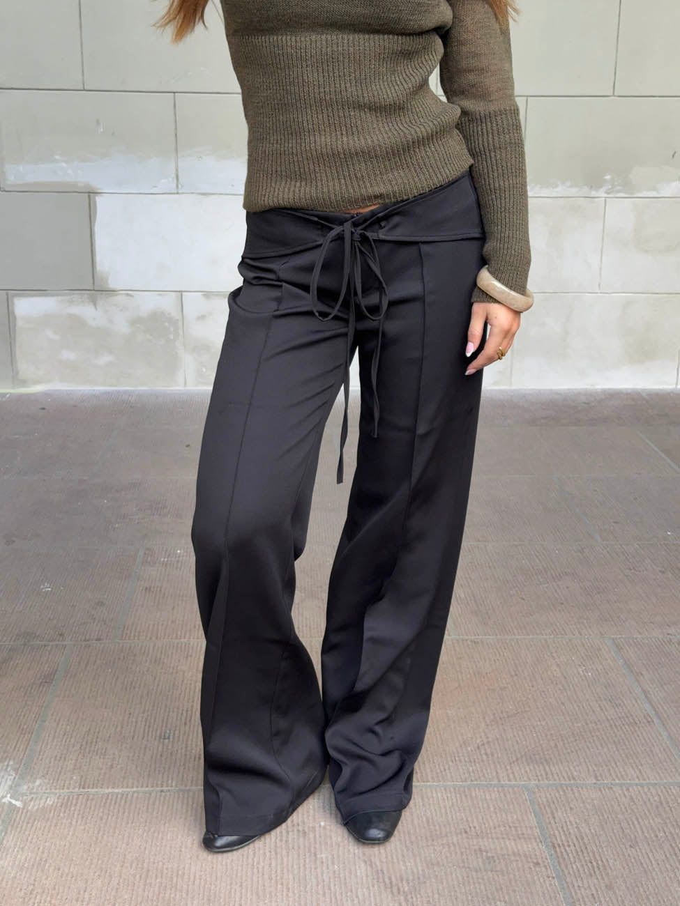 Nula suit pants with tie belt - Black