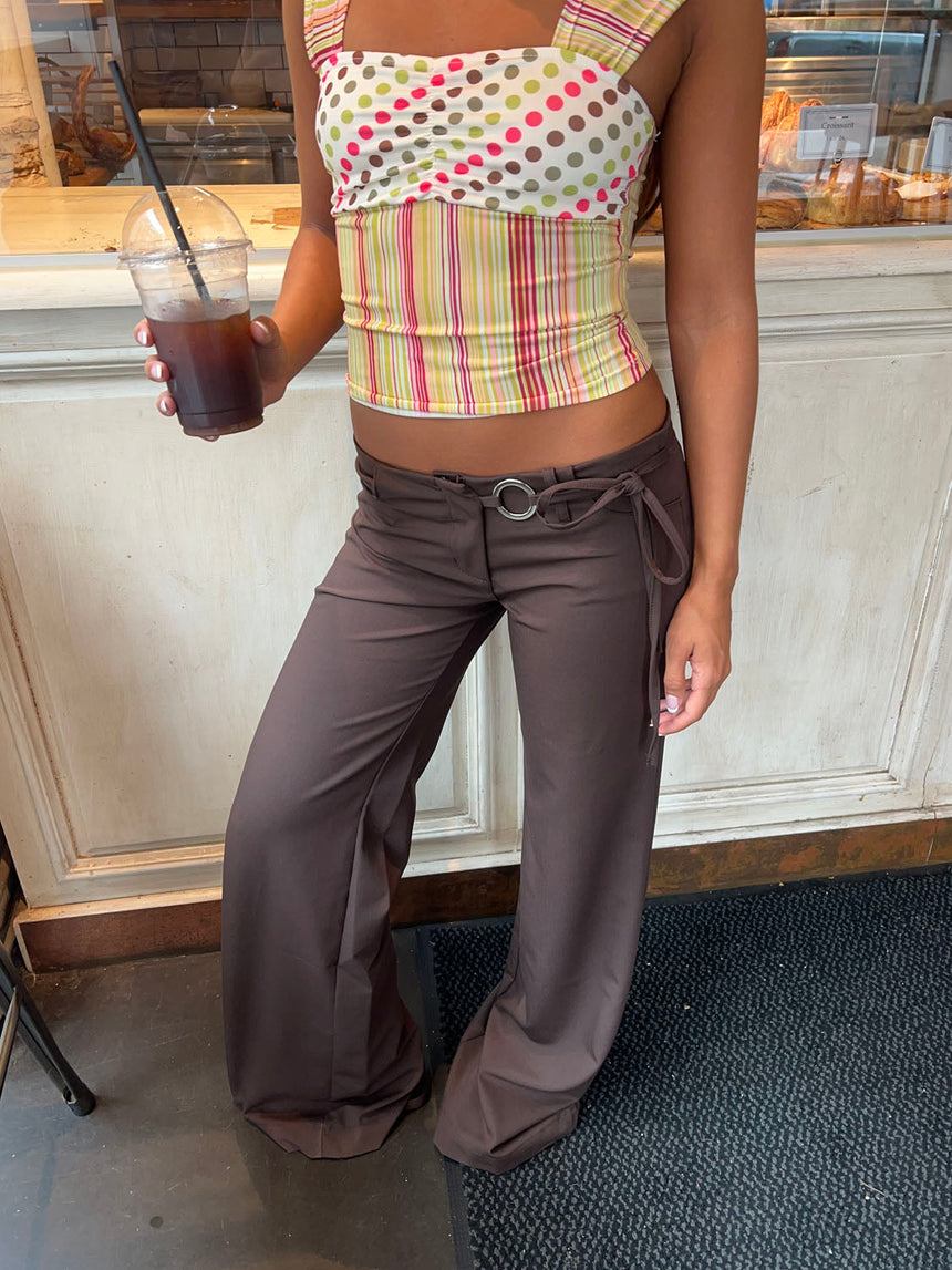 Vinna suit pants with metal ring - Brown