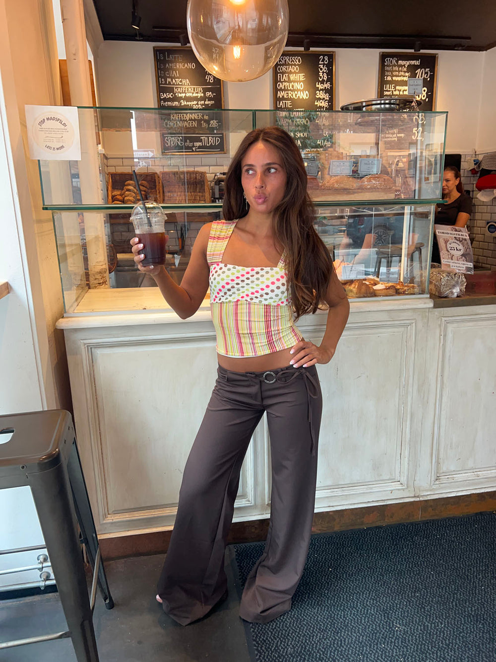 Vinna suit pants with metal ring - Brown