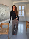 Tulle suit pants with checkers - Brown/black