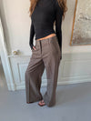 Tulle suit pants with checkers - Brown/black