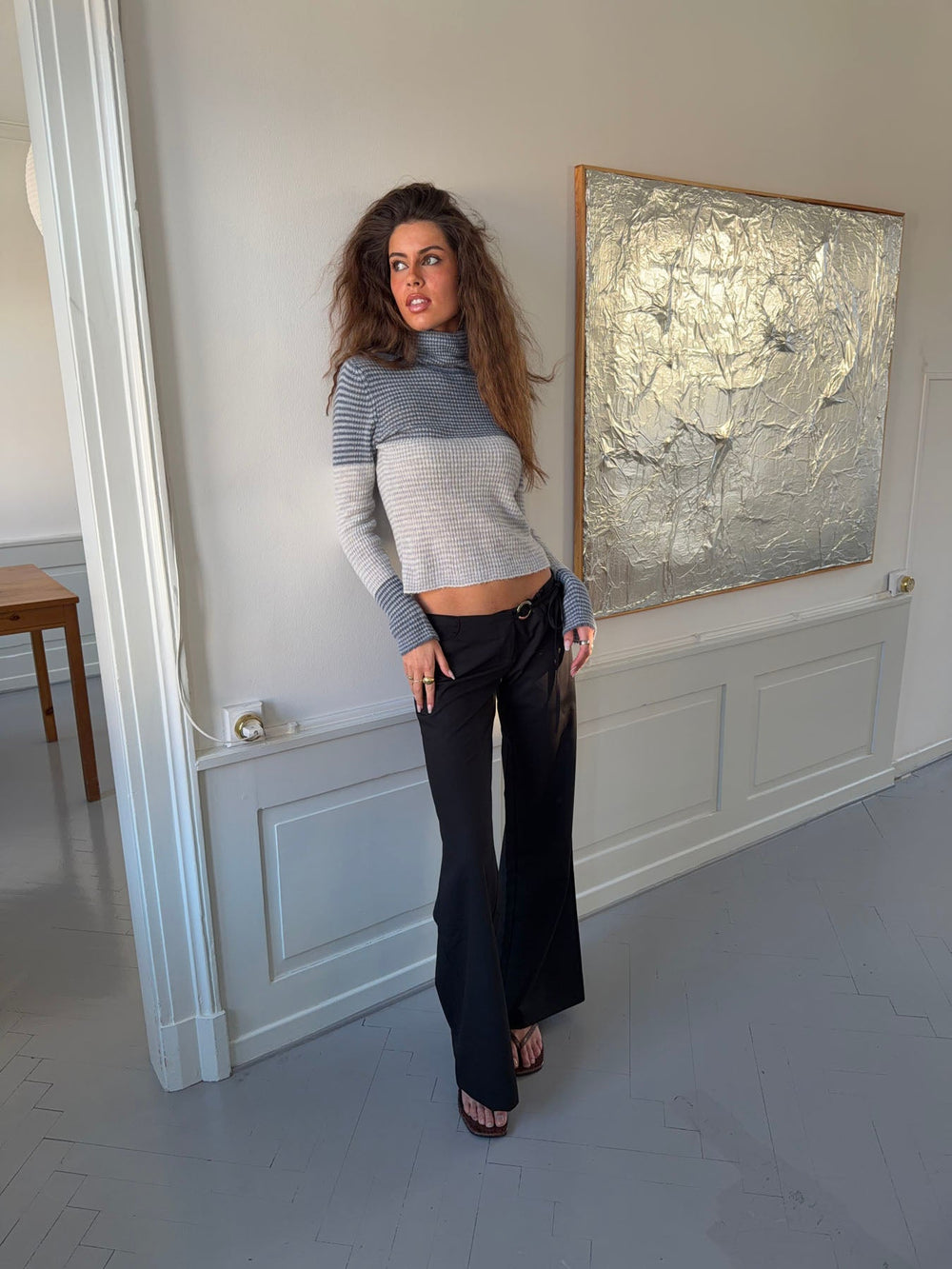 Vinna suit trousers with metal ring – Black