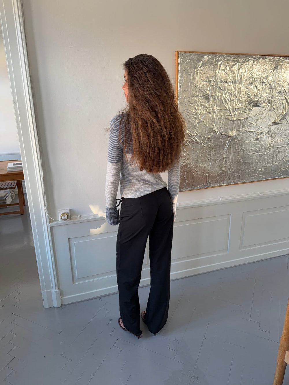 Vinna suit trousers with metal ring – Black