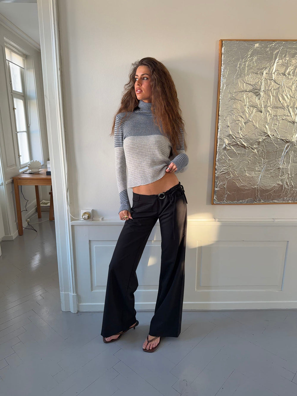 Vinna suit trousers with metal ring – Black