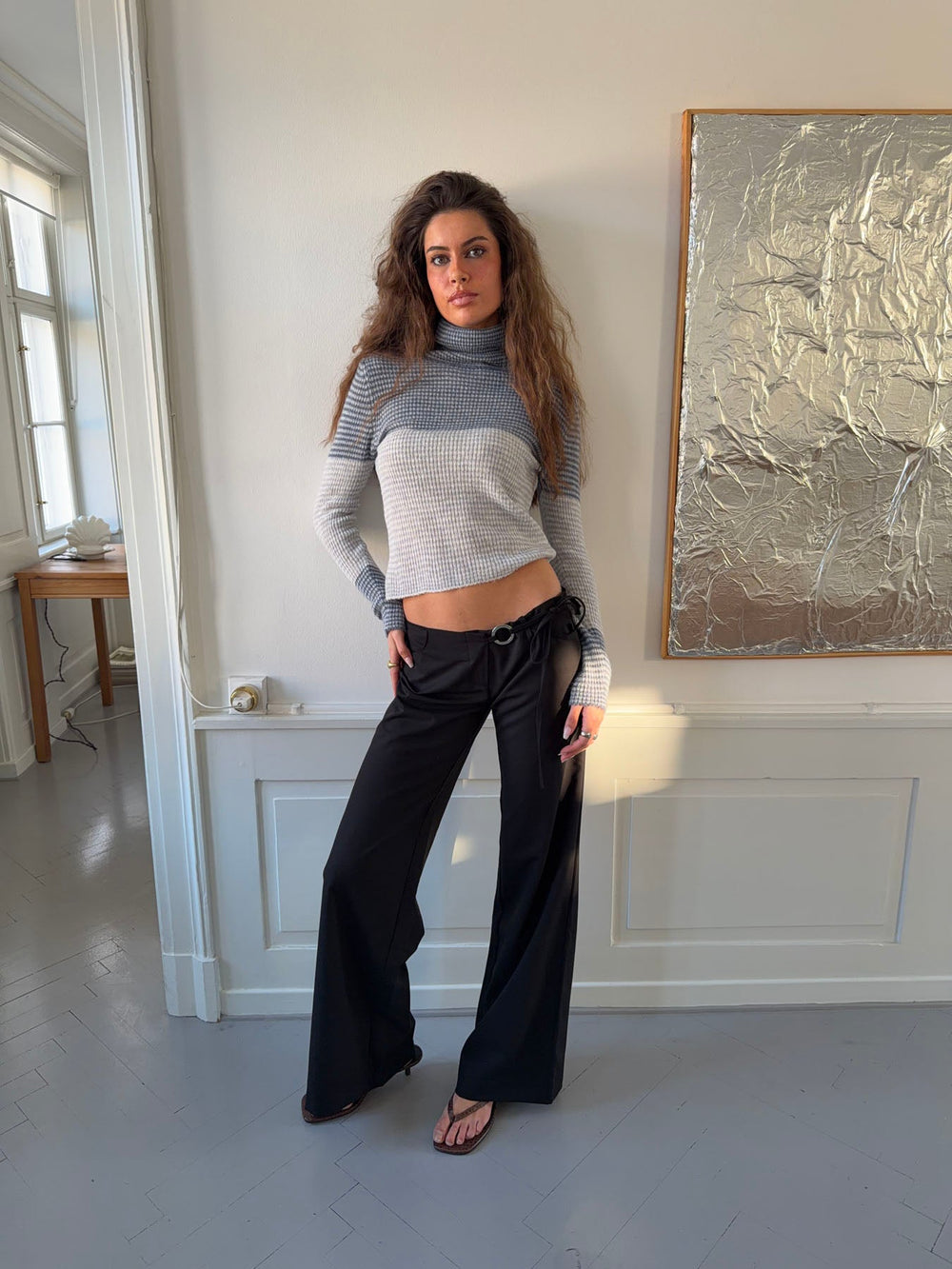 Vinna suit trousers with metal ring – Black