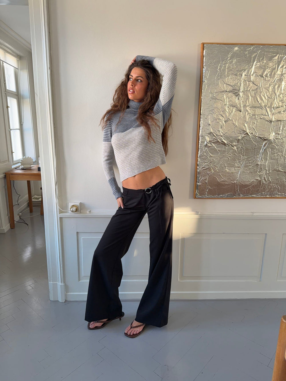 Vinna suit trousers with metal ring – Black