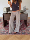 Vinna suit trousers with metal ring detail – Beige