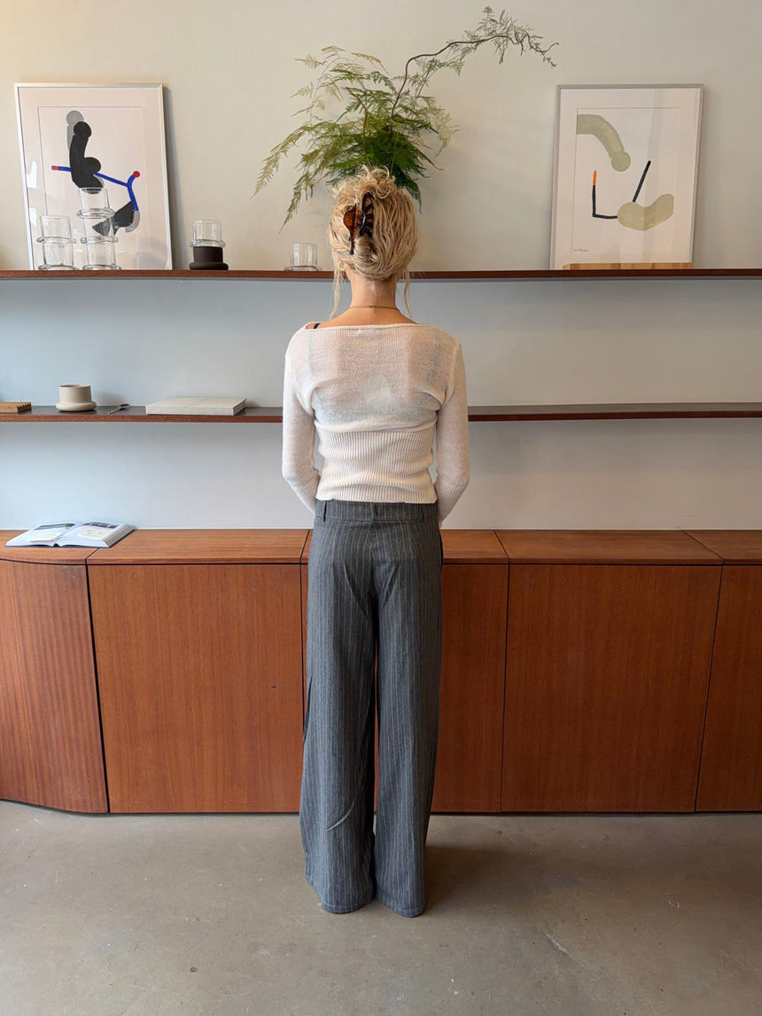 Janey suit pants with yellow pinstripes - Grey