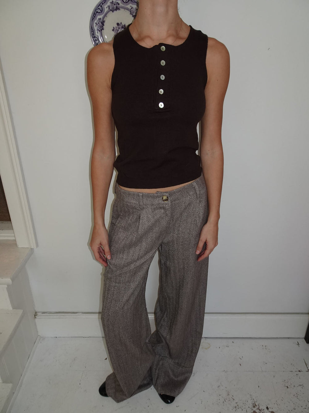 Olia suit pants with cuffs - Brown