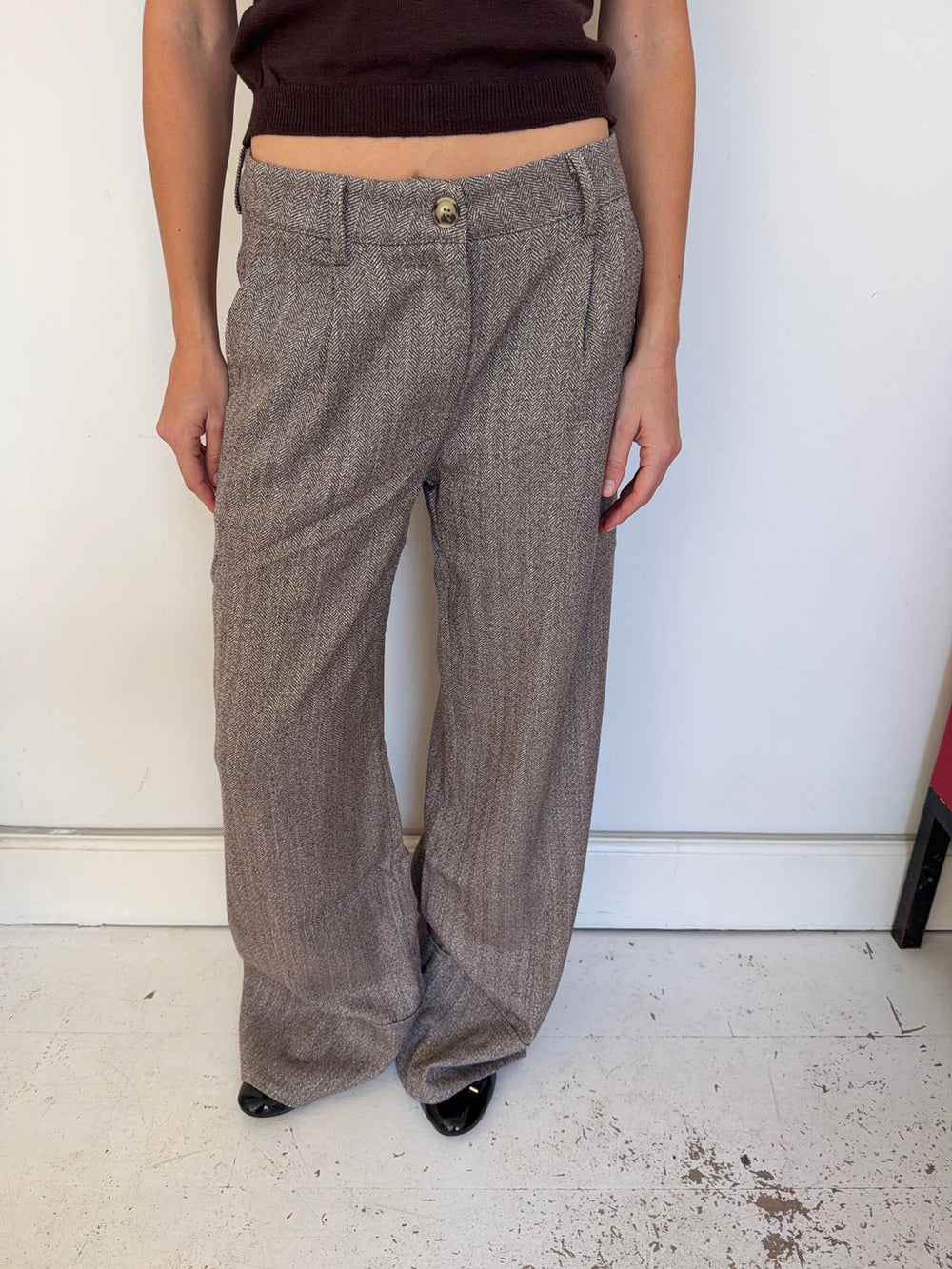 Olia suit pants with cuffs - Brown