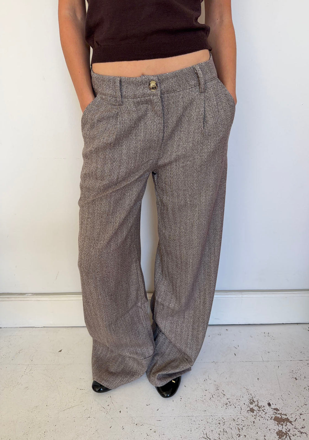 Olia suit pants with cuffs - Brown