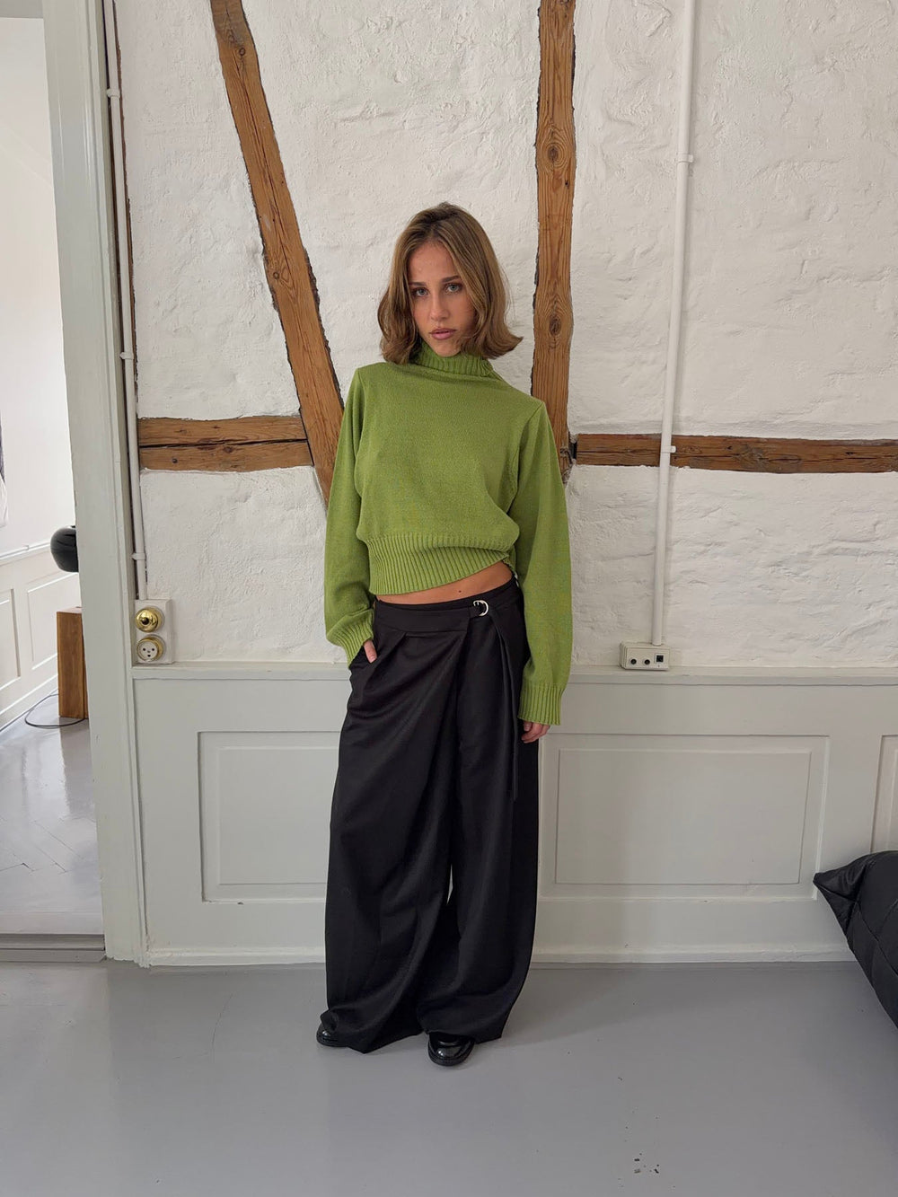 Trina suit pants with buckle detail - Black