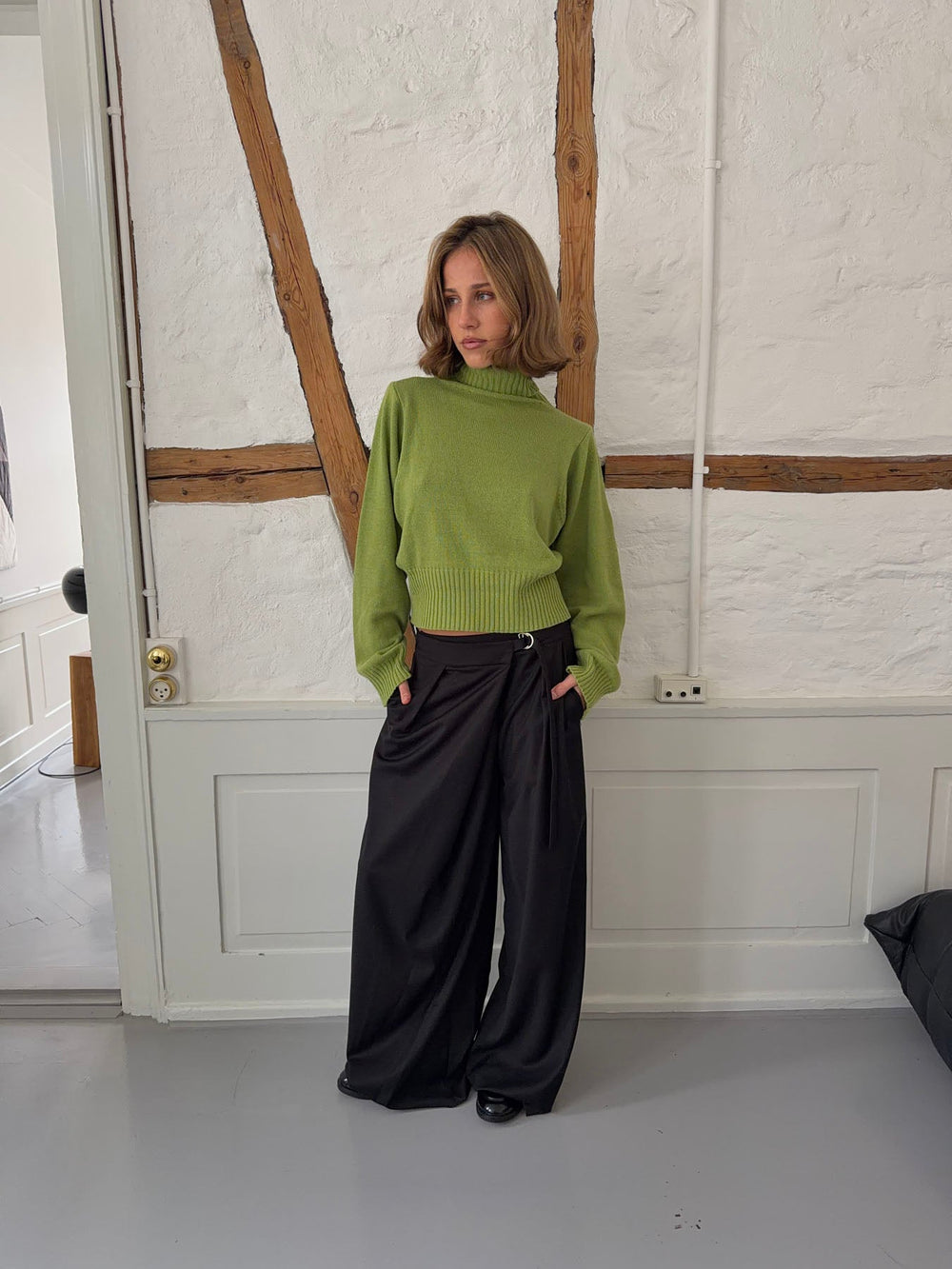 Trina suit pants with buckle detail - Black