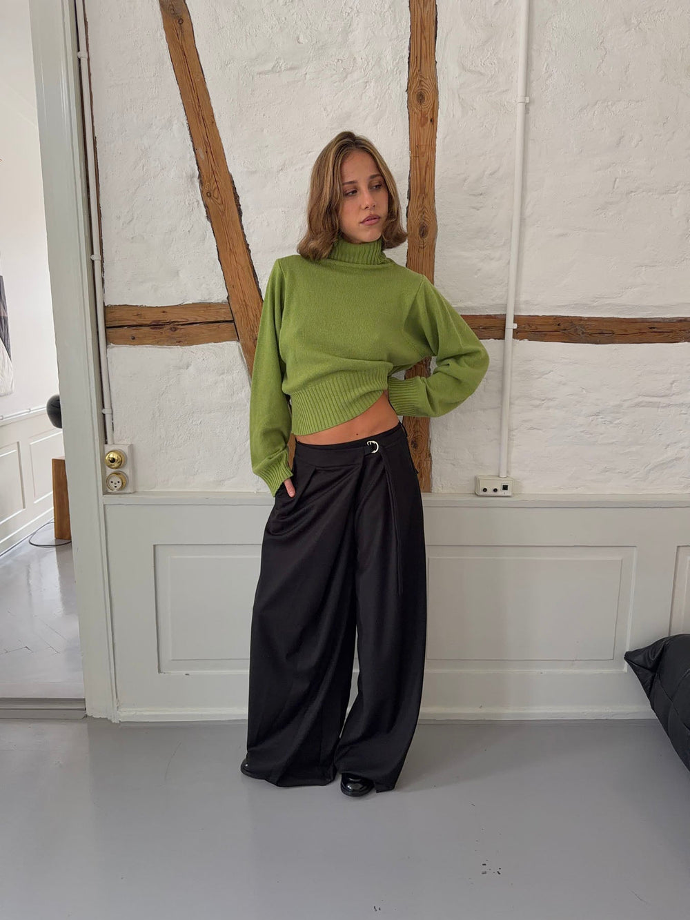 Trina suit pants with buckle detail - Black