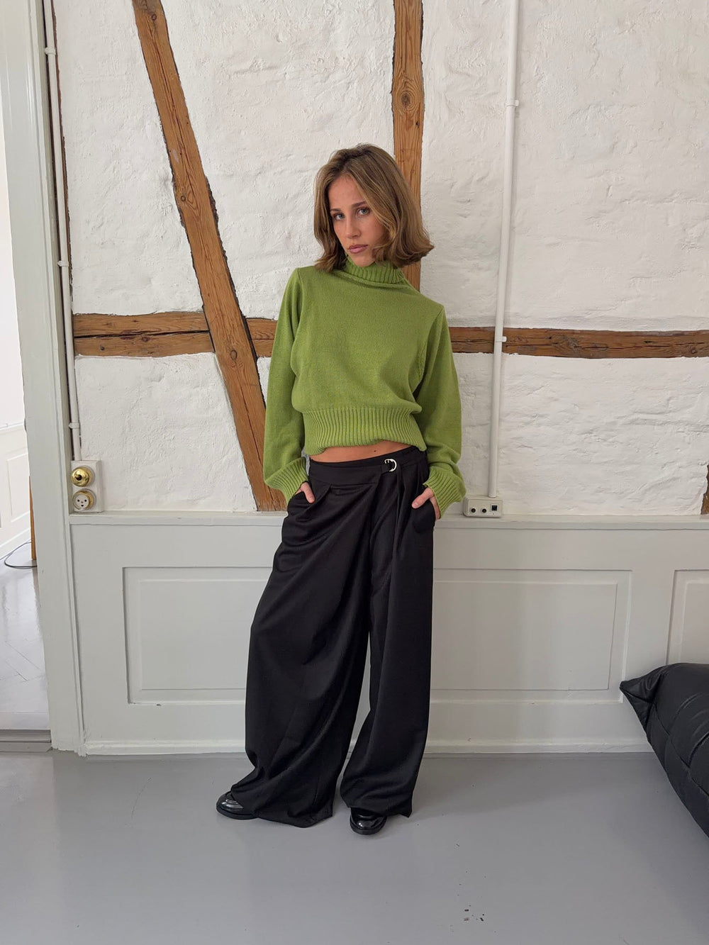 Trina suit pants with buckle detail - Black