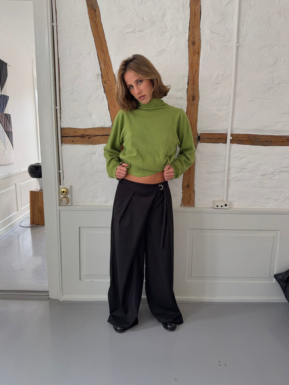 Trina suit pants with buckle detail - Black