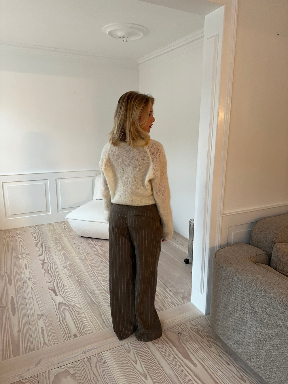 Holga pinstriped suit pants - Brown/white