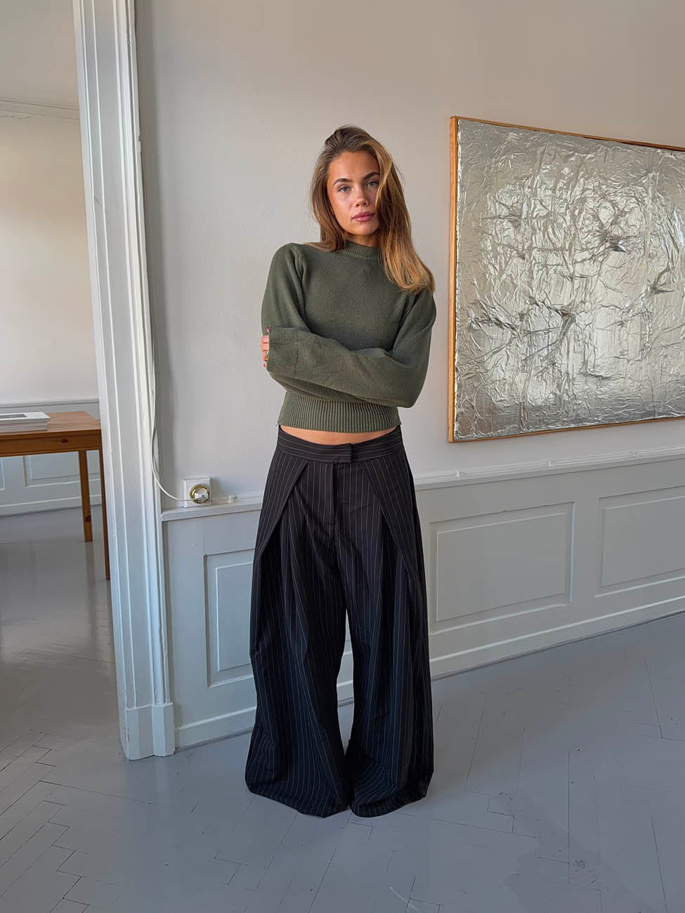 Klausa suit pants with pinstripes – Black/white