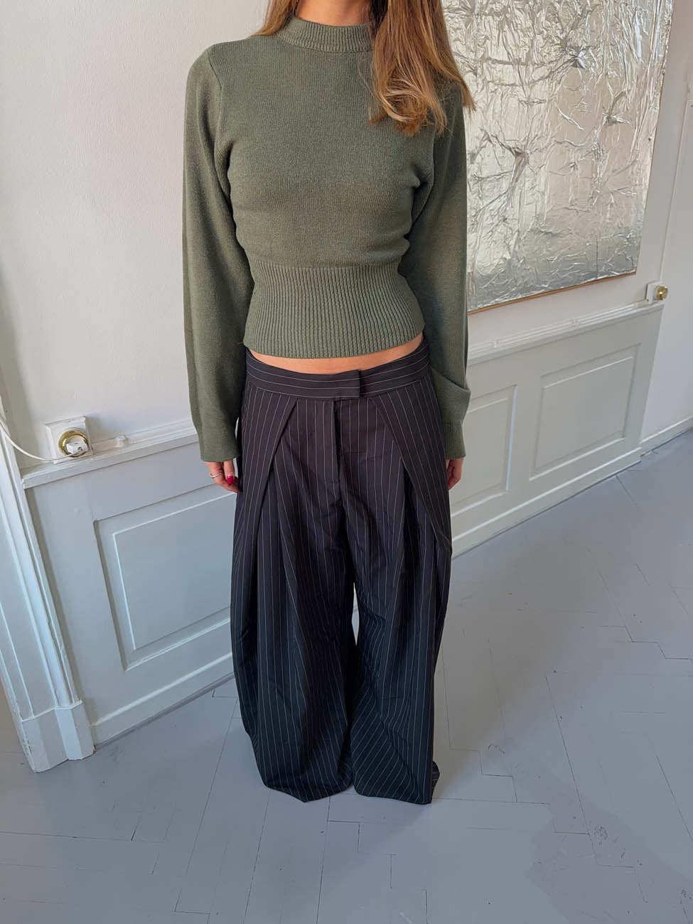 Klausa suit pants with pinstripes – Black/white