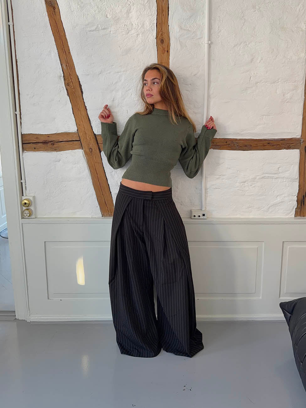 Klausa suit pants with pinstripes – Black/white