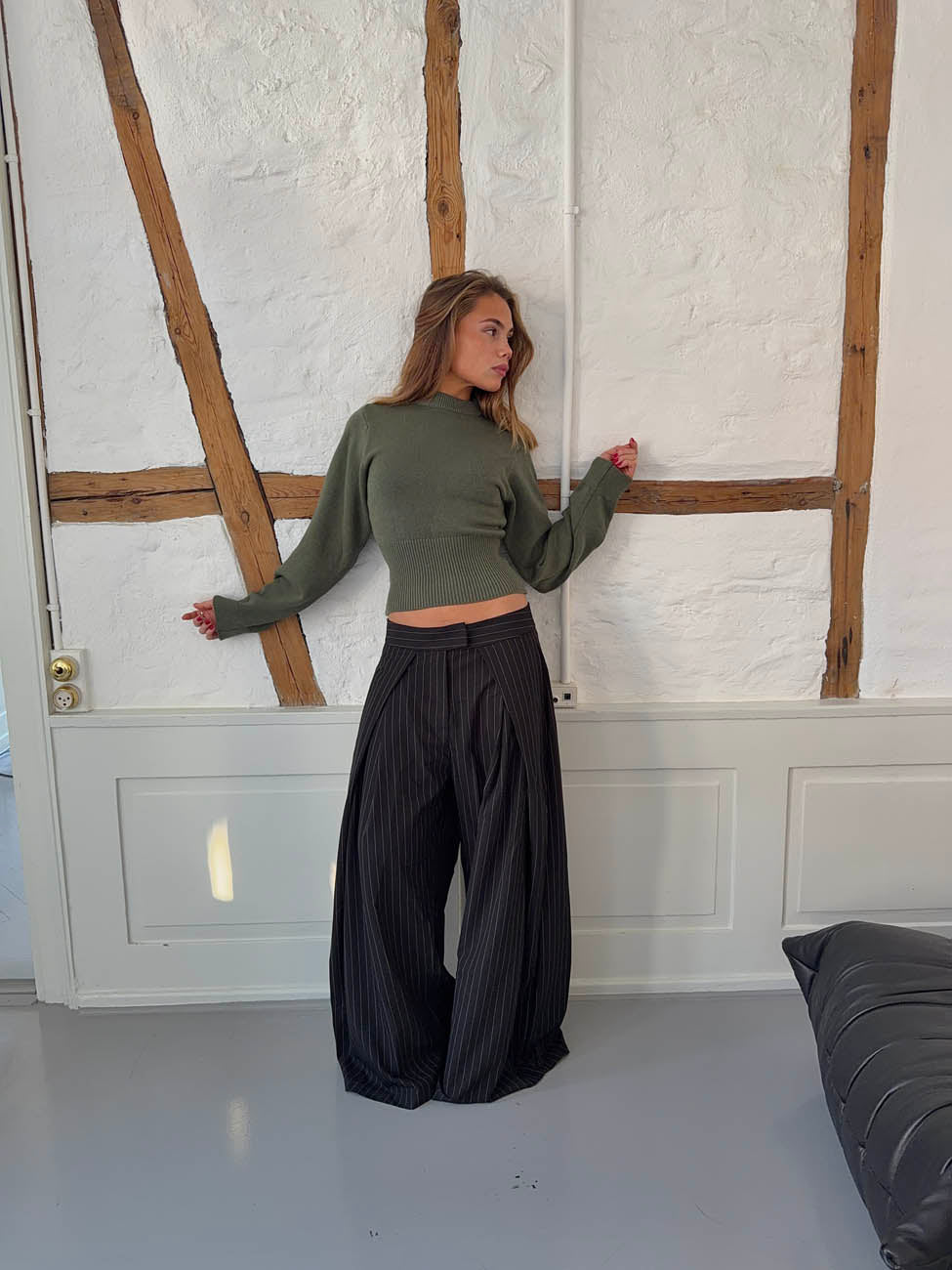 Klausa suit pants with pinstripes – Black/white