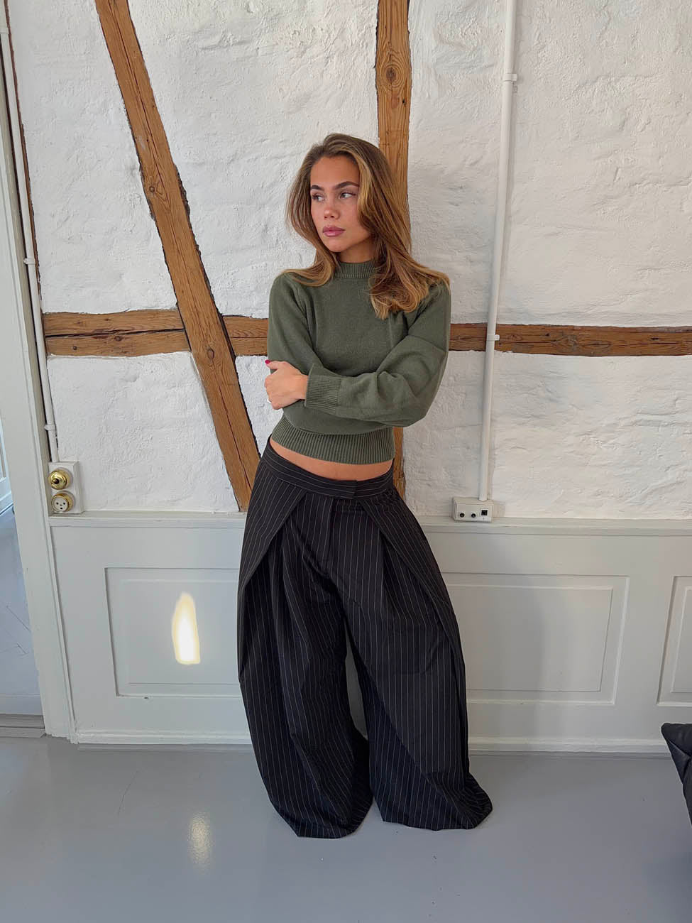 Klausa suit pants with pinstripes – Black/white