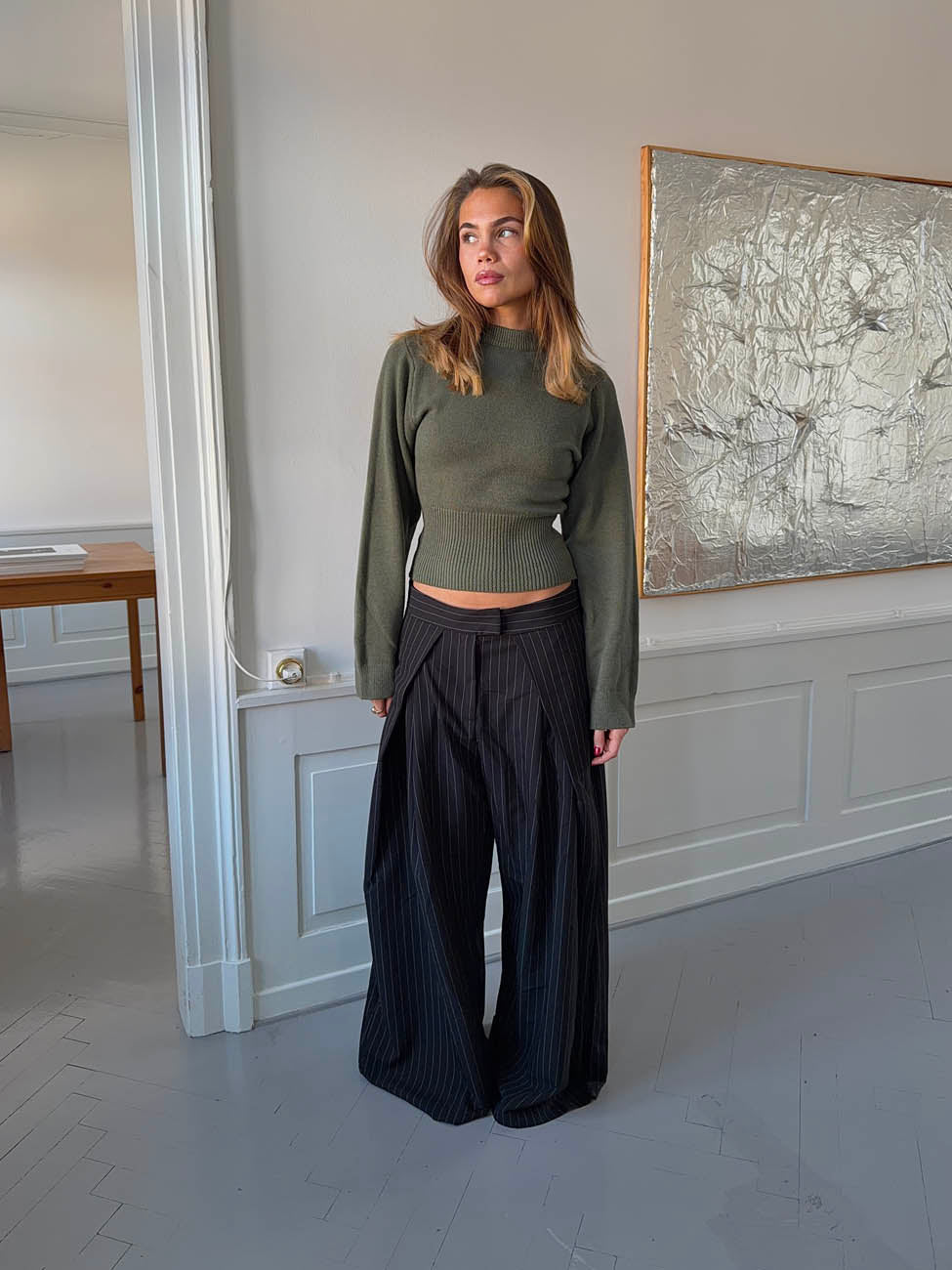 Klausa suit pants with pinstripes – Black/white