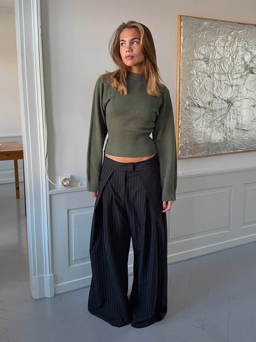 Klausa suit pants with pinstripes – Black/white