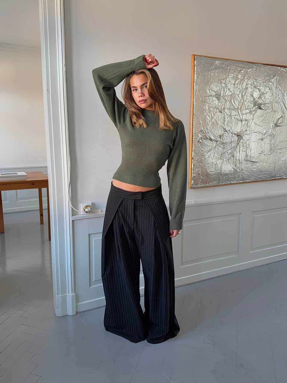 Klausa suit pants with pinstripes – Black/white