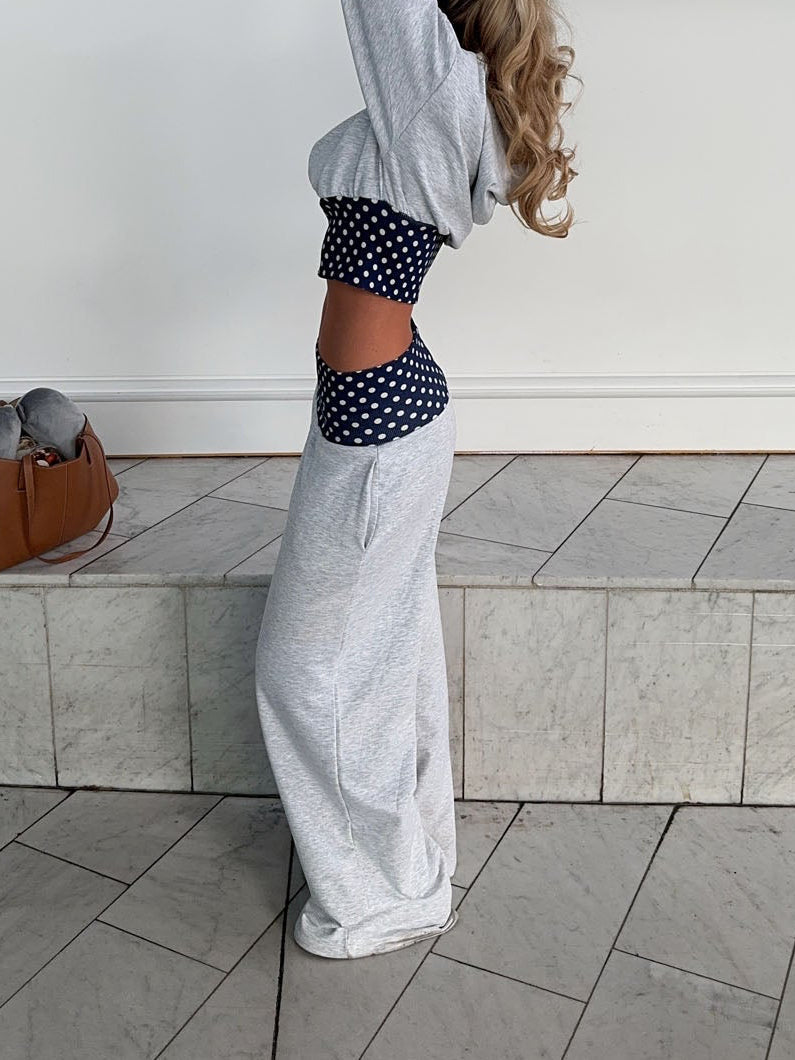 Maja sweatpants with polka dots - Grey/black/white