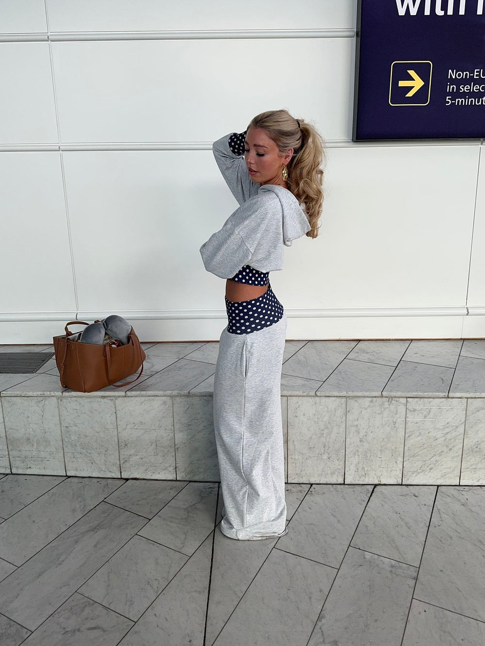 Maja sweatpants with polka dots - Grey/black/white