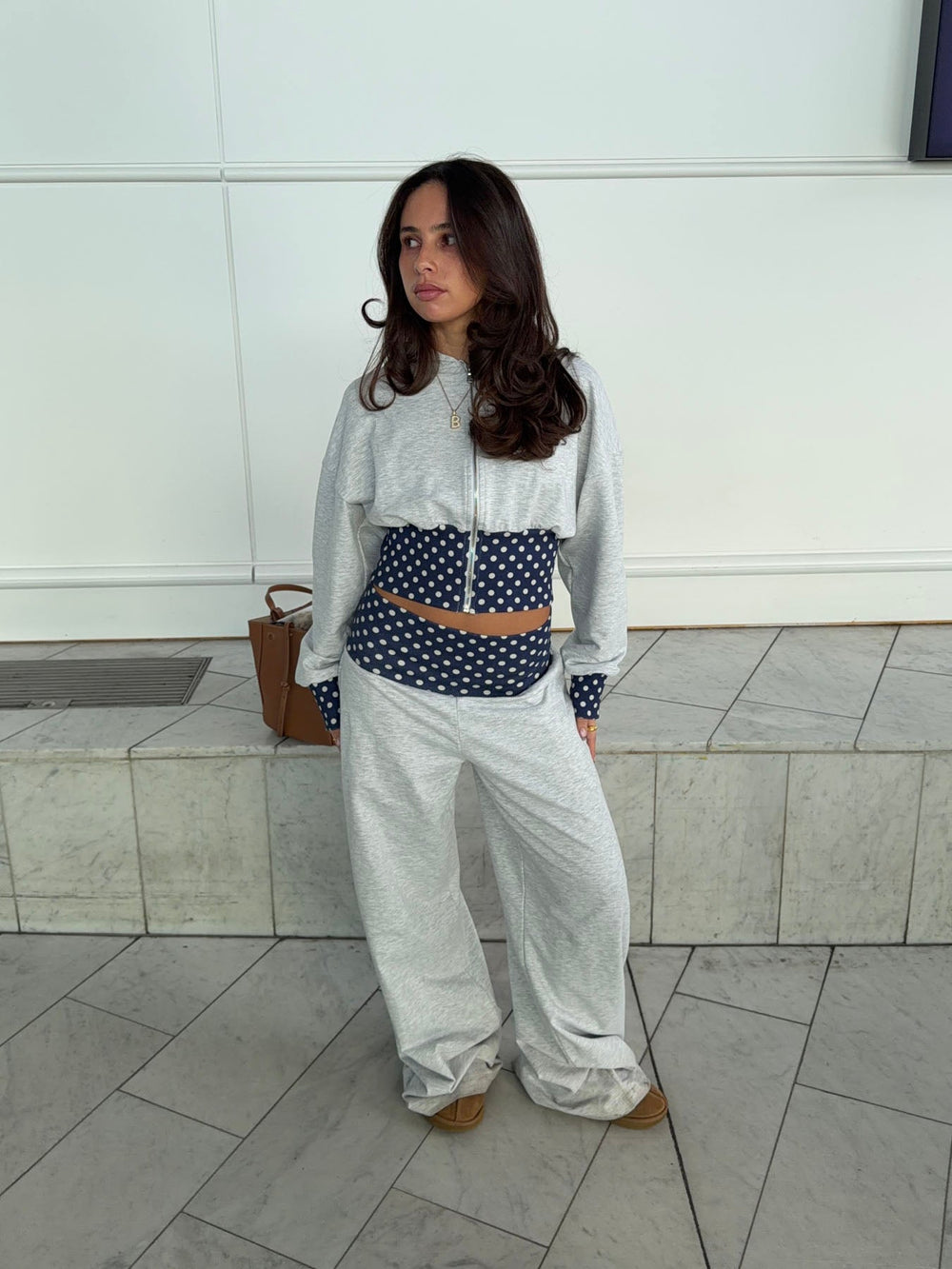 Maja sweatpants with polka dots - Grey/black/white